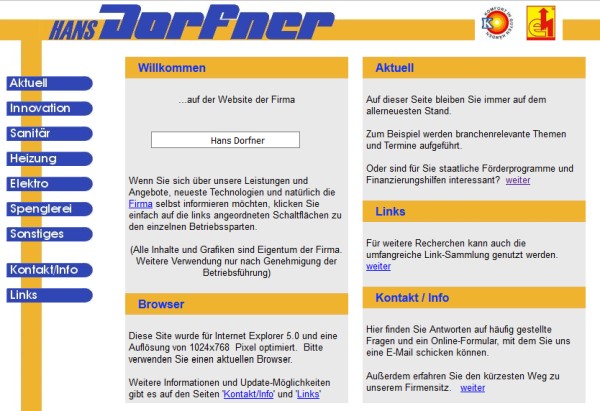 Screenshot der ersten online-Version